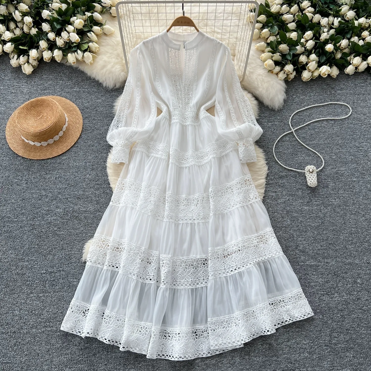 2025 ฤดูร้อนฤดูใบไม้ร่วงลูกไม้เย็บปักถักร้อย Retro Bohemian ชุดราตรีงานแต่งงาน Bridesmaids เสื้อผู้หญิงแขนยาว Maxi Party Vestidos