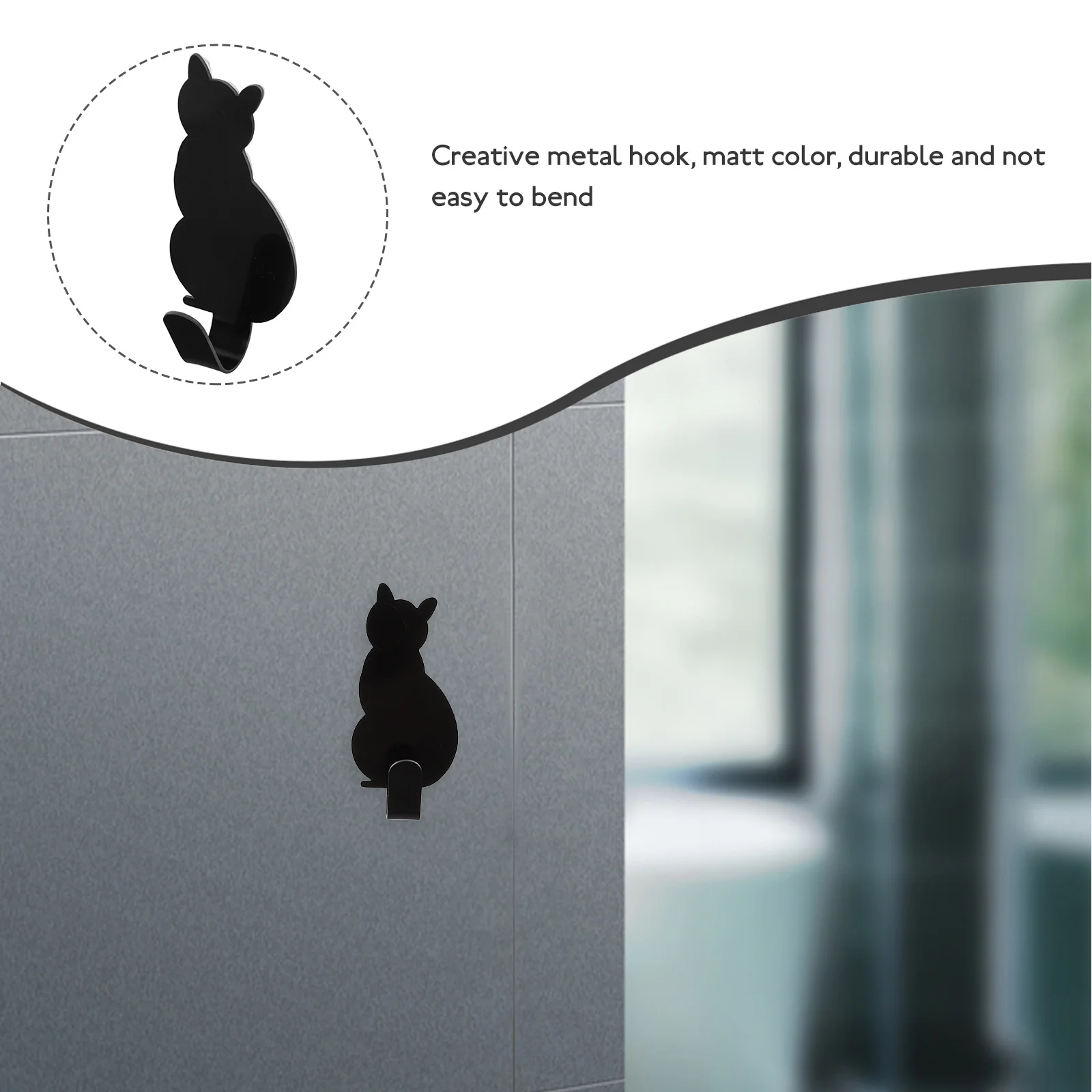 

8pcs Stainless Adhesive Cat Shaped Heavy Adhesive Hooks Duty Bathroom Bedroom Kitchen Organizer