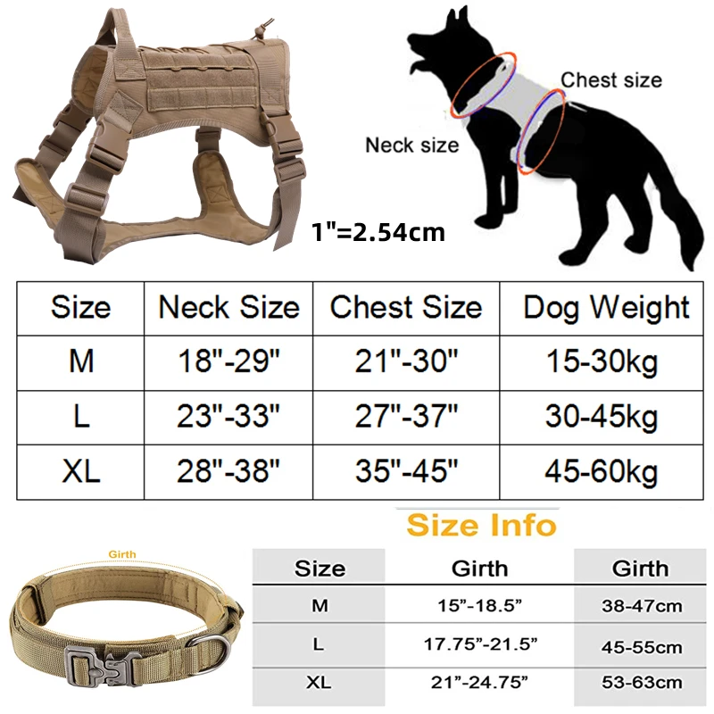 K9 Pet Tactical Military Vest Outdoor Training Vest Dog Harness and Leash Set With Collar for Medium Large Dogs German Shepherd