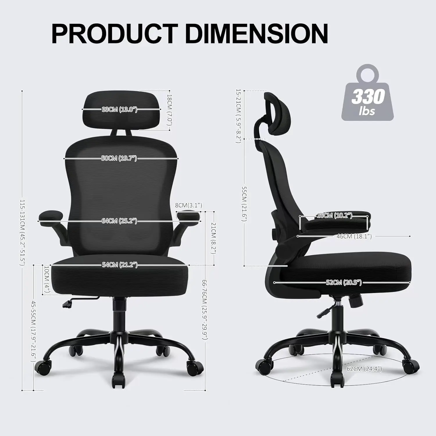 

Ergonomic Office Chair,Ultra Thick Office Desk Chair with Adjustable Lumbar Support and Headrest,Spring Cushion,Rocking Function