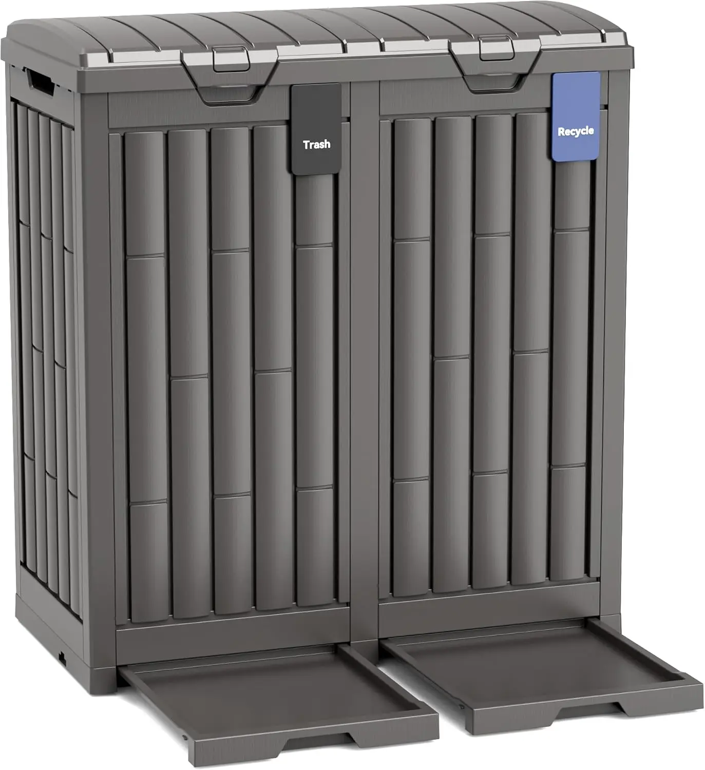

Outdoor Trash Can, 60 Gallon Garbage Can with Tiered Lid and Drip Tray, Waterproof Resin Waste Bin for Patio, Garden, Backyard,
