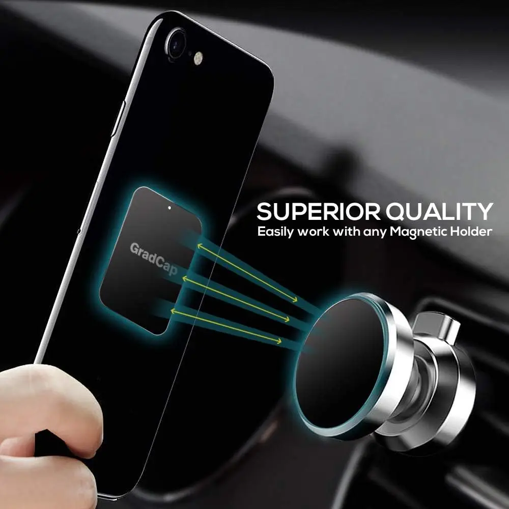 Magnetic Phone Mount Metal Plate Kit - 4 Pack Ultra Thin Black Discs with Strong Adhesive - Universal Car Phone Holder Stickers