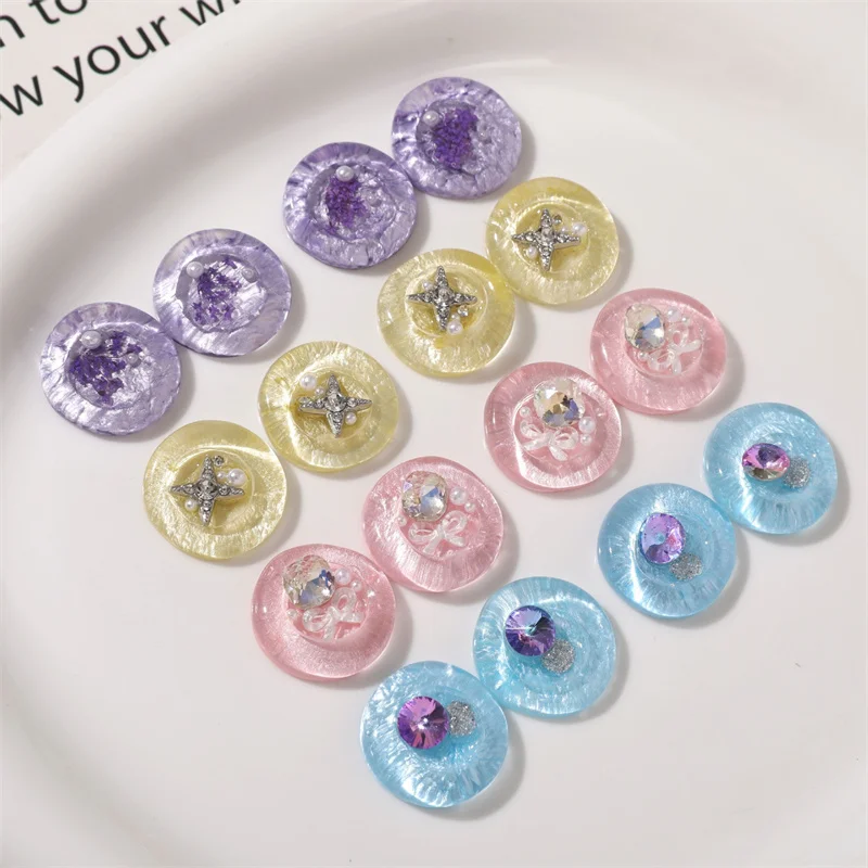 Summer style 30pcs/lot 21mm color print geometry Irregular shape resin cabochon round diy jewelry garment accessory
