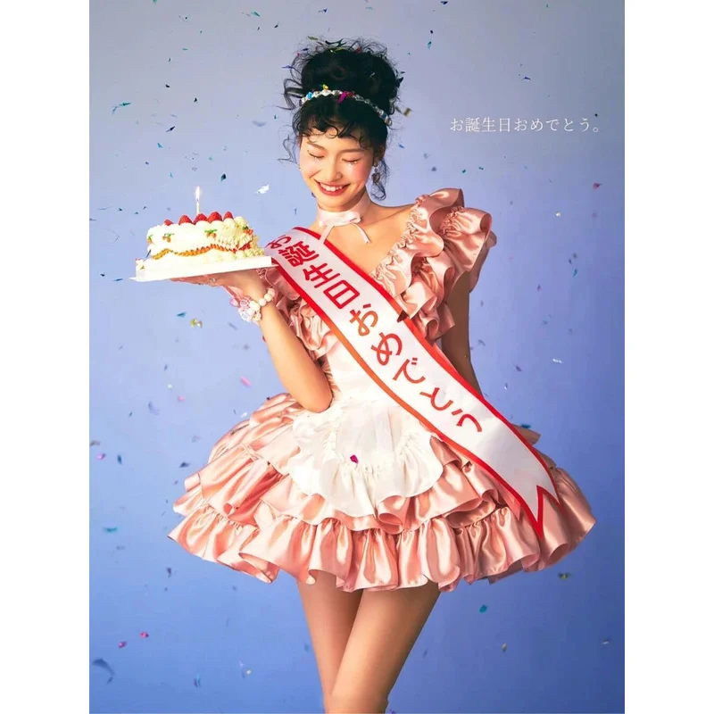 nouveau-japonais-lolita-rose-satin-robe-de-mariee-vintage-antique-robe-showa-era-princesse-style-anniversaire-art-photo-robe-de-mariage-dre