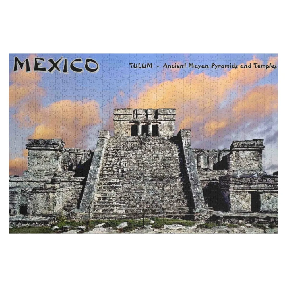 MEXICO : Tulum Tourism Ancient Mayan Pyramids and Temples Ruins Advertising Print Jigsaw Puzzle Personalize Puzzle