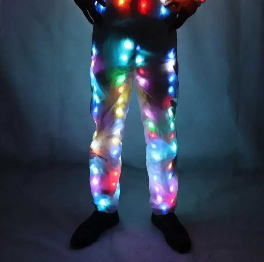 Oświetlające lekkie spodnie Kreatywne wodoodporne ubrania Taniec LED Lighs Pant Świąteczne ubrania imprezowe Świecący kostium