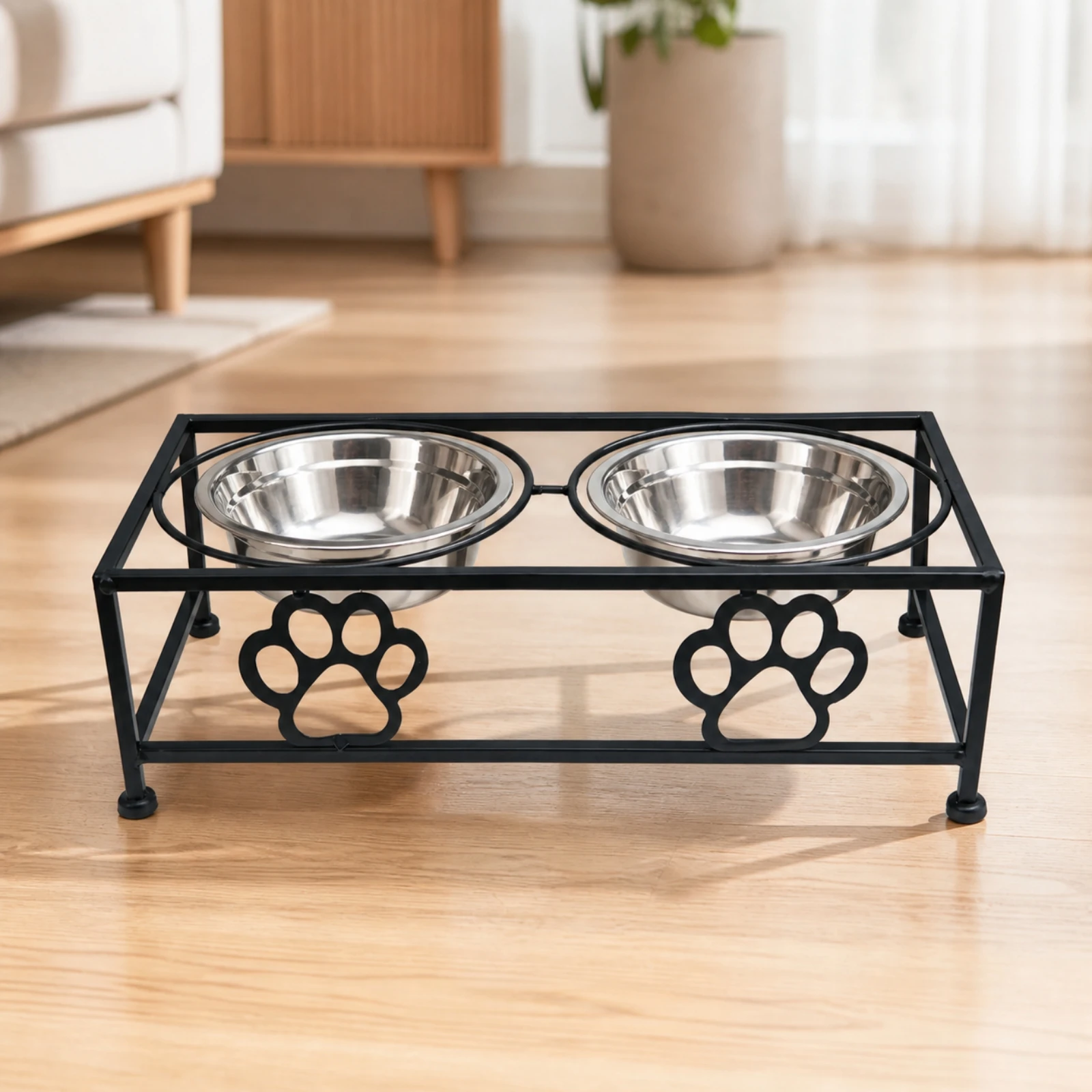 Pet Feeder Easy to Clean Elevated Dog and Cat Feeding Rack with Anti-Slip Feet for Kitchen, Utility Room