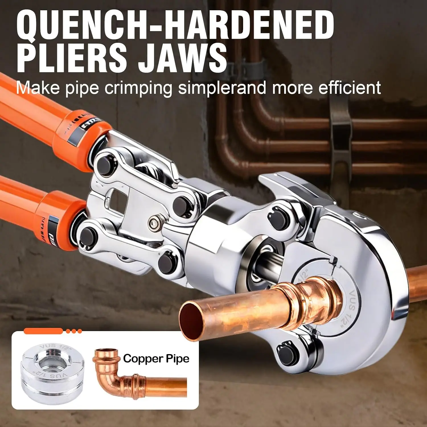 Copper Pipe Crimping Tool Kit, 3 Die Set for 1/2