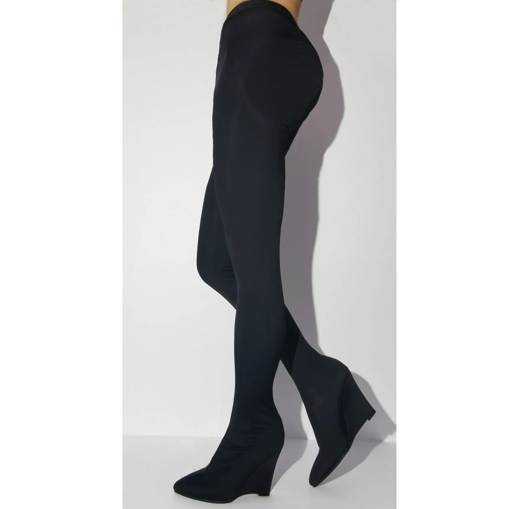 Sexy rozciągnięte Boot legginsy dostosowane krocza udo wysokie długie buty kombinezon cienki polar elastyczna podszewka Pointed Toe Pant buty