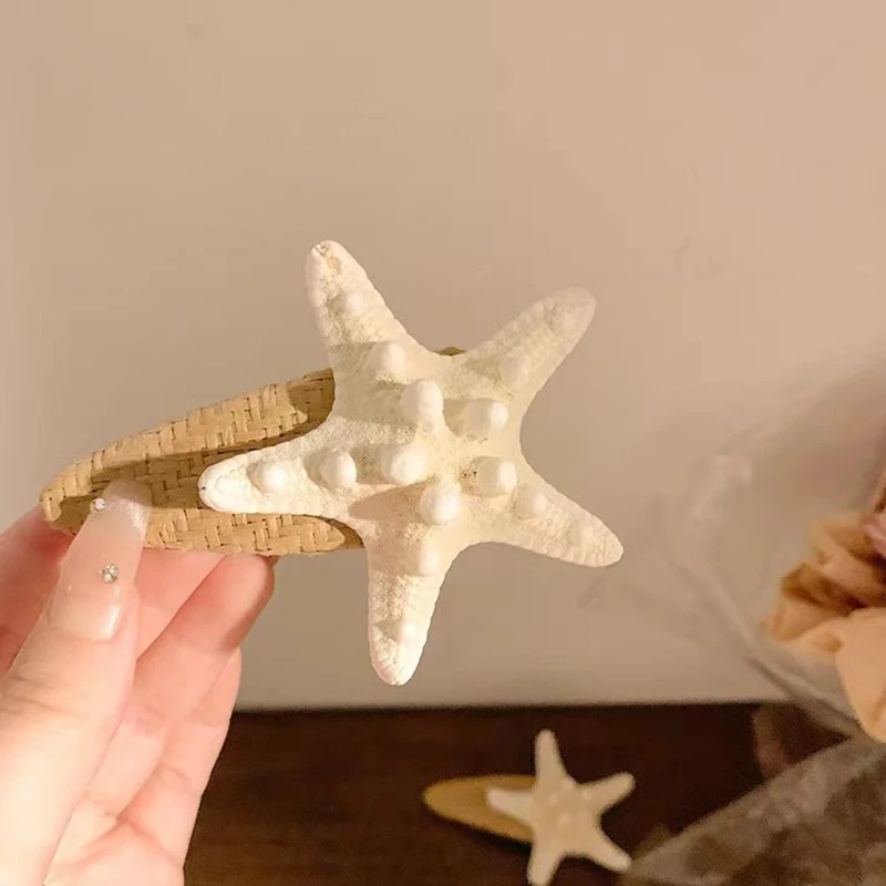 مشبك شعر على شاطئ البحر للعطلات على شكل نجمة BB، غرة جانبية للفتيات الجميلات، غطاء رأس للنساء، إكسسوار عصري على الطراز الشعبي