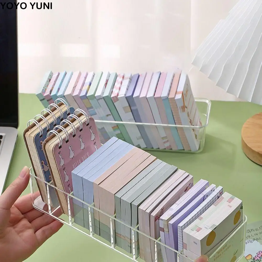 

Portable Compartment Storage Box Transparent Plastic Stationery Finishing Box Dustproof Tidying Up Sticky Note Sorting Box