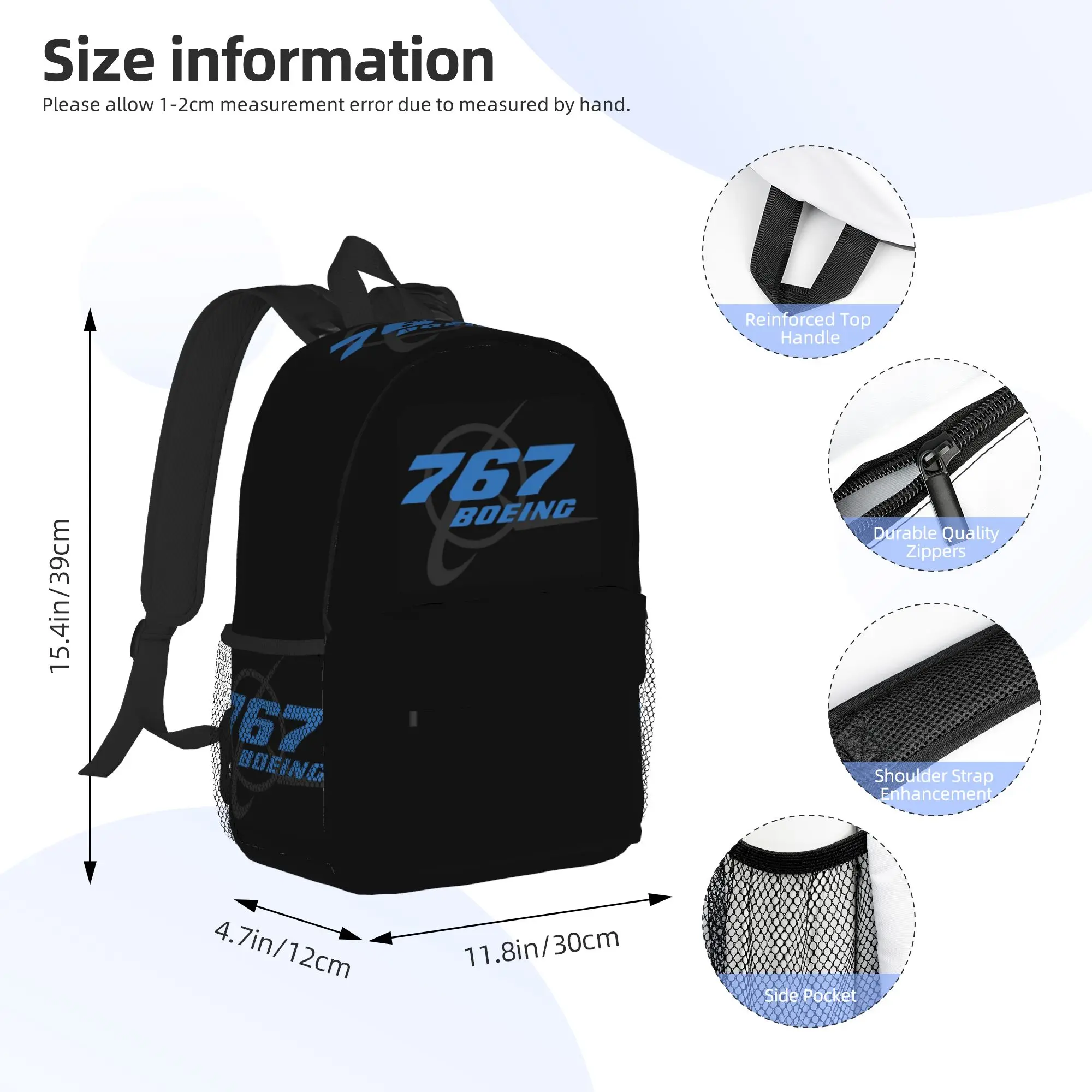 B-Boeing-S 767 Essential Backpack Hot Sale Daypack Large Capacity Boys Girls BookBag Shoulder Bags for Men Women School Bag