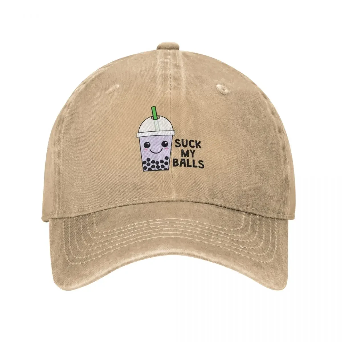 Boba and Bubble Tea; Kawaii; Suck My (Tapioca) Balls Baseball Cap Hood funny hat Trucker Hats For Men Women's