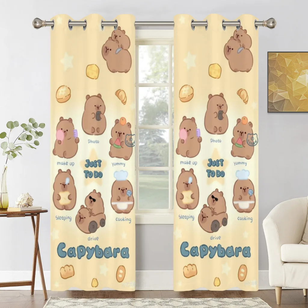 

Capybara Window Curtains for Living Room Bedrooms 2 pieces Aesthetic Room Decoration