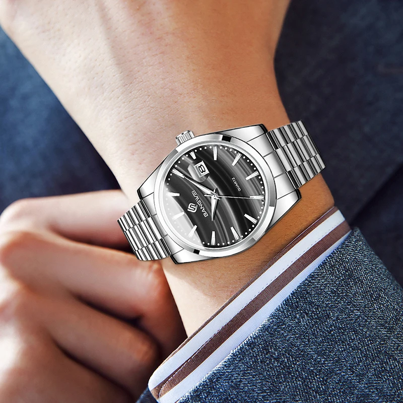 BANGWEI 2025 جديد فاخر ساعات كوارتز رجالية موضة عسكرية مقاوم للماء الرياضة تاريخ رجل ساعة اليد ساعة عمل عادية الرجال