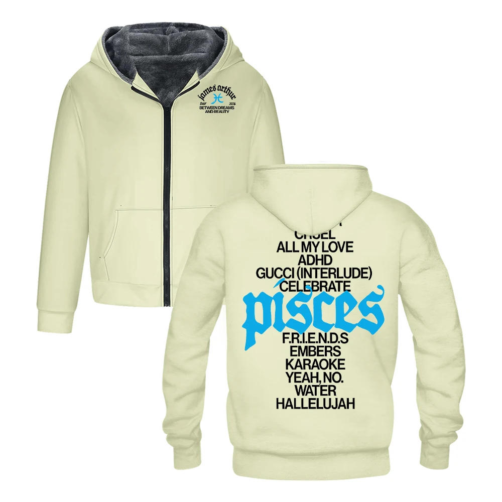James Arthur Pisces Tracklist Hooded Jacket Parkas 2026 World Tour Long Sleeve Outerwear Coat Women Men Zip Up Hoodie