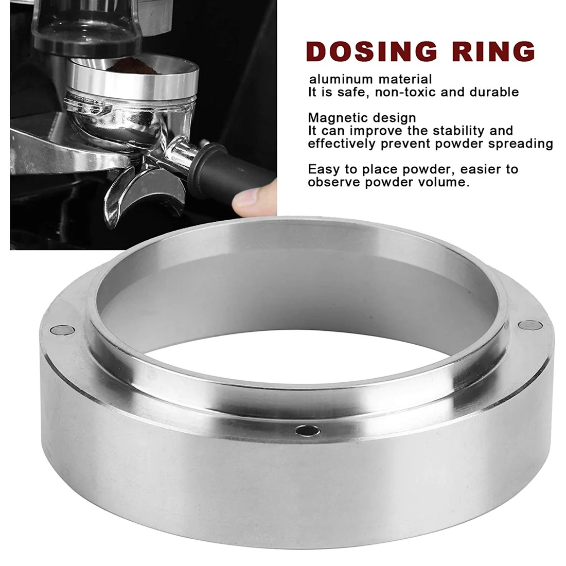 HITL Aluminum Magnetic Coffee Powder Ring Intelligent Dosing Bowl Funnel Portafilter Accessories(51Mm)