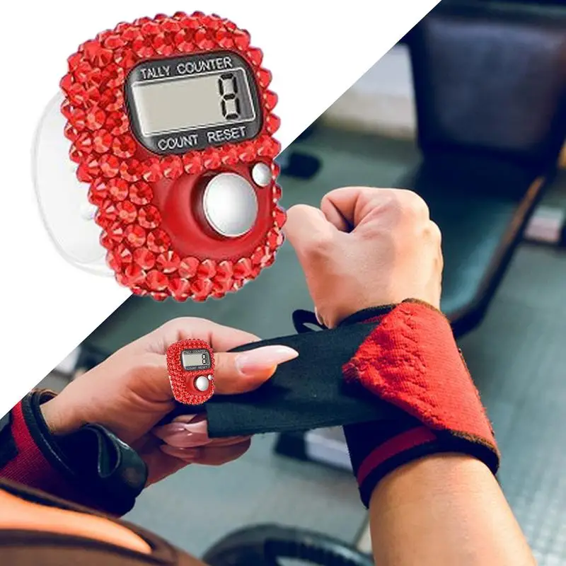 Electronic Finger Counter Manual Counter Clicker Resettable LCD Screen Number Tracking Record Ring For Lap Knitting Row