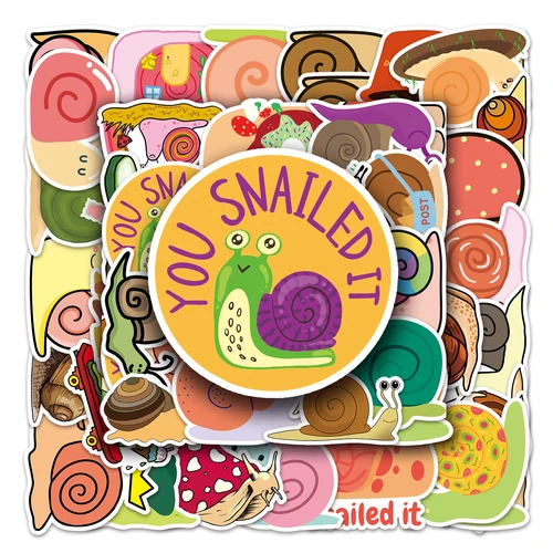 만화 귀여운 방수 스티커, 스케이트보드 스노우보드 레트로 비닐 스티커, 달팽이 시리즈, 50 개 