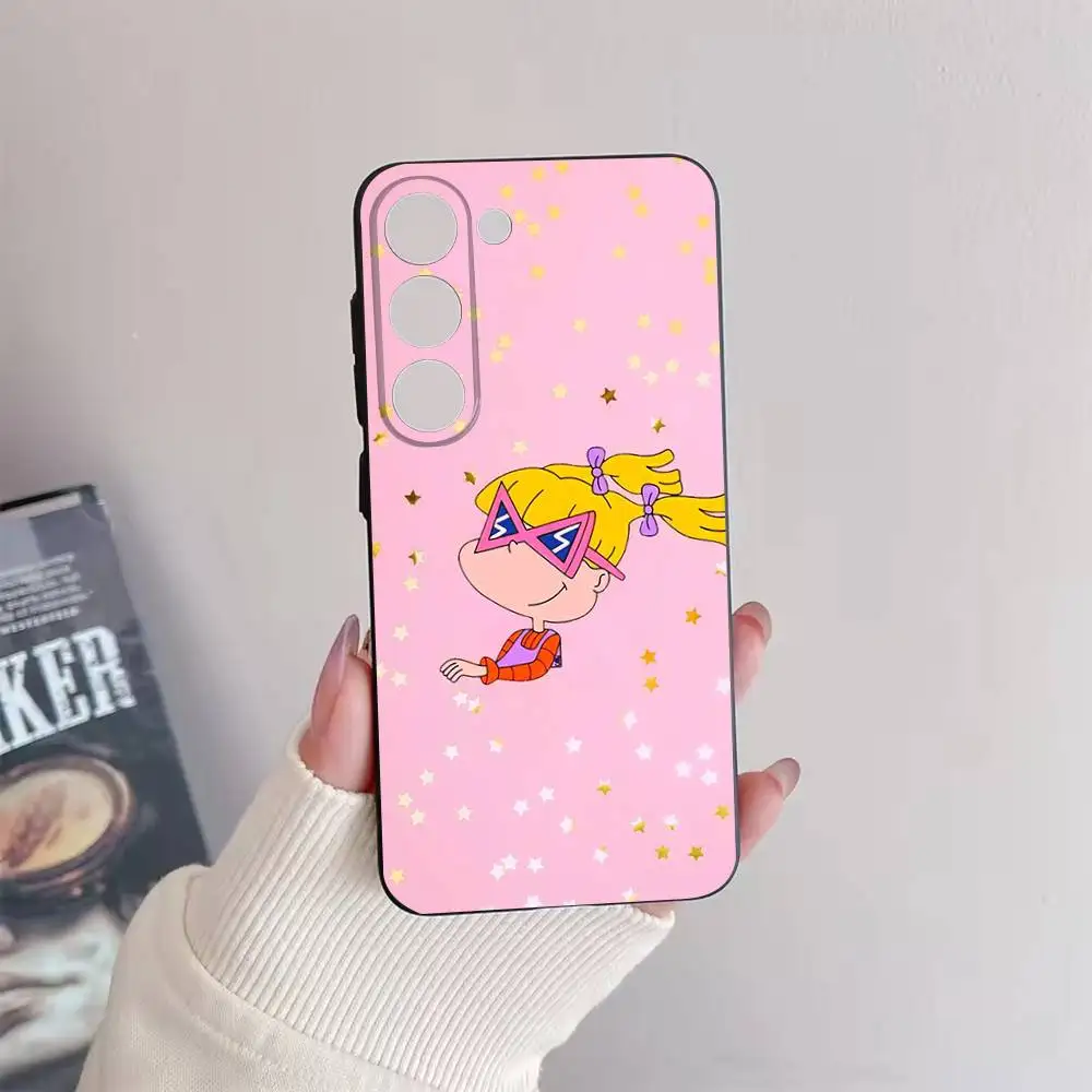 Funda de teléfono Rugrat Chuckie Angelica para Samsung Galaxy A73,72,51,53,52,71,22,5G,Note,J7,8,9 funda negra suave