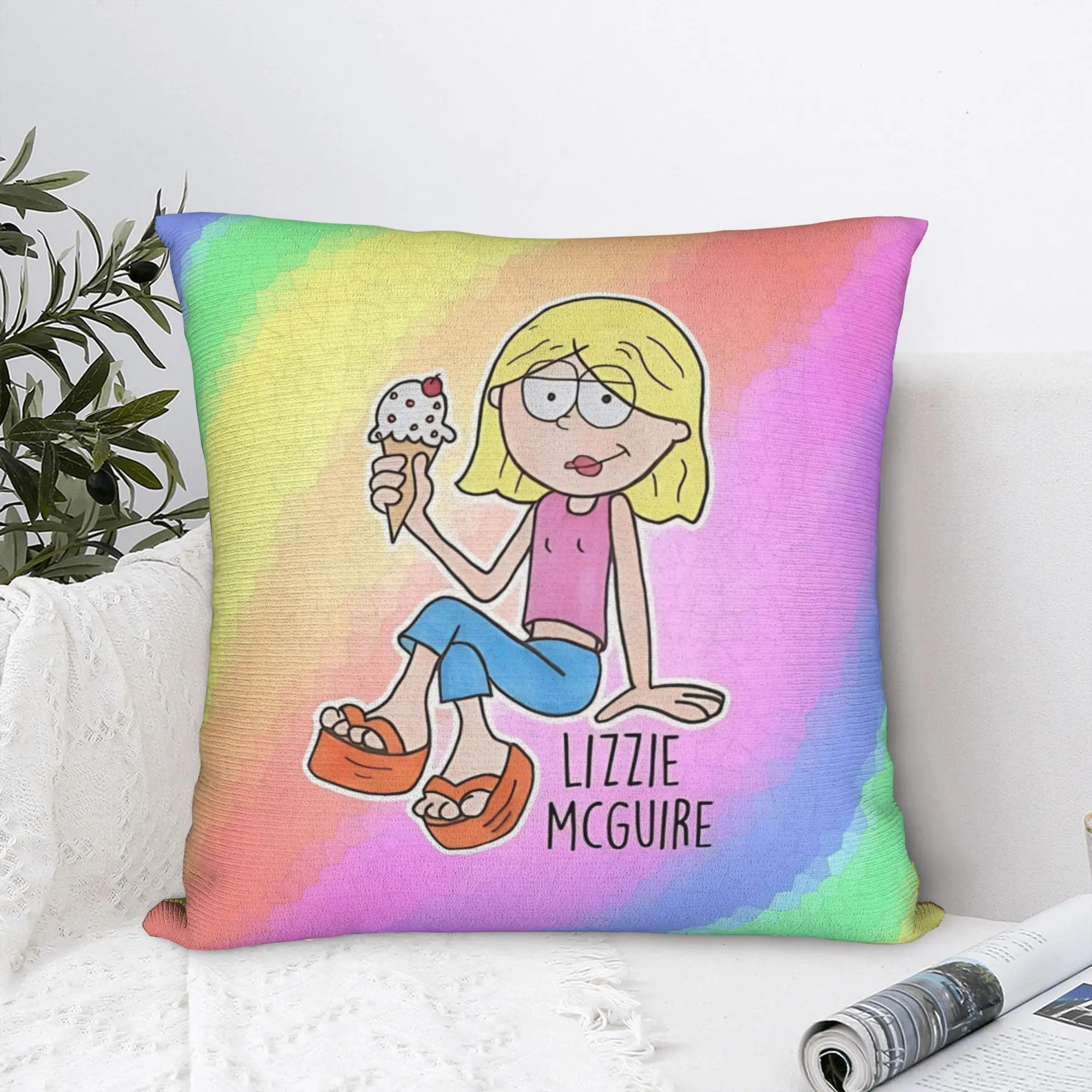 Lizzies Cartoon McGuires Pillowcase Polyester Cushion Cover Gift Rainbow Pillow Case Cover Bed Square 40*40cm