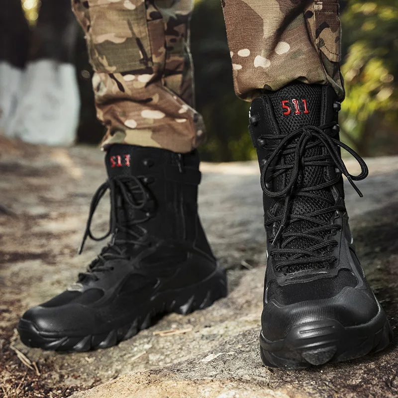 

XIANGGUAN 2025 men Sports Tactical Boots Outdoor High top Hiking Shoes men Military boots Wear-Resistant Camping Sneakers women