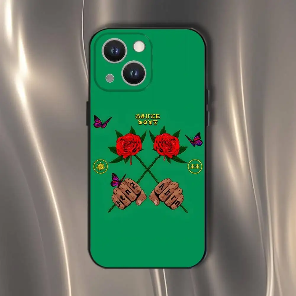 حافظة هاتف E-Eladio Carrion Sauce Boyz لهاتف iPhone 16,15,14,13,12,11,Pro,XS,Max,XR,Plus,E,SE4,غطاء ناعم أسود صغير