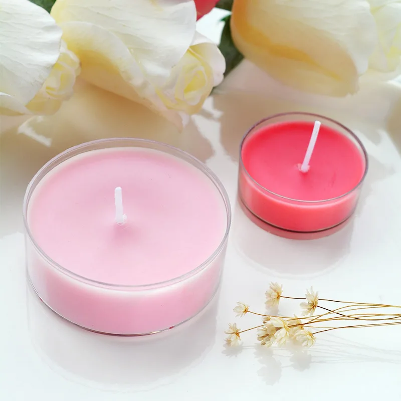 4PCS big tea wax 10-hour round aromatic tea wax color transparent acrylic shell candle