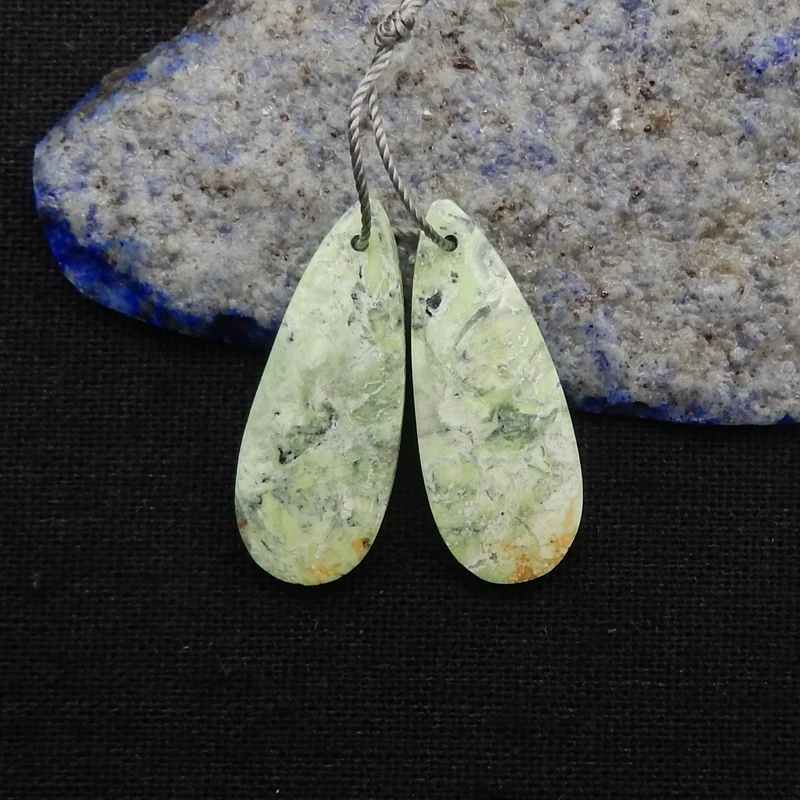 

Natural Stone Green Turquoise Earring Beads,Fashion Jewelry Water Drop Earrings Accessories For Women 32x13x5mm 4g