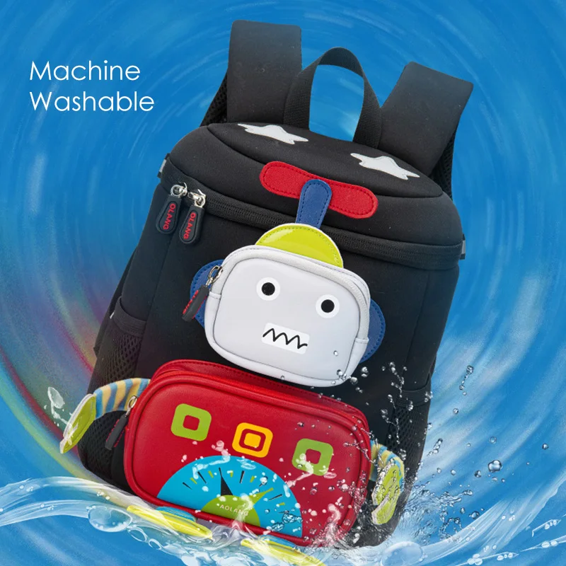 Mochilas escolares con diseño de Robot de dibujos animados para niños y niñas, morral Escolar de viaje de 1-3 grados, Kawaii