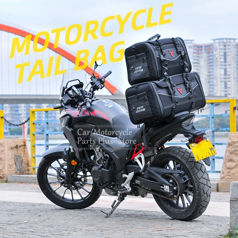 43L/46L Waterproof Motorcycle Helmet Bag Multifunction Rear Seat Bag High Capacity Reflective Extensible Bag Rider Backpack