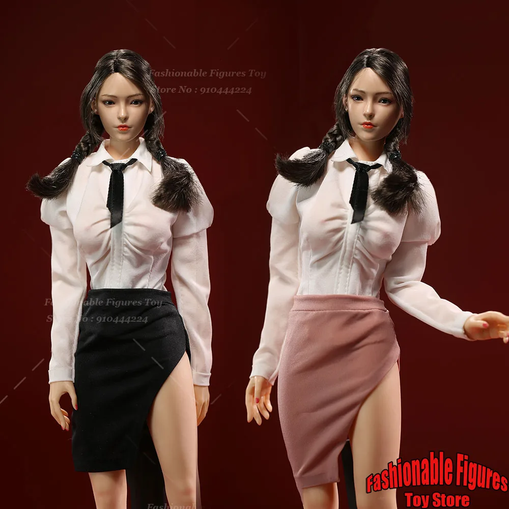 

1/6 Female Soldier White Blouse Long Sleeved Shirt Slim Wrap Hip Skirt Secretary Clothes Set For 12" Action Figure Body Model