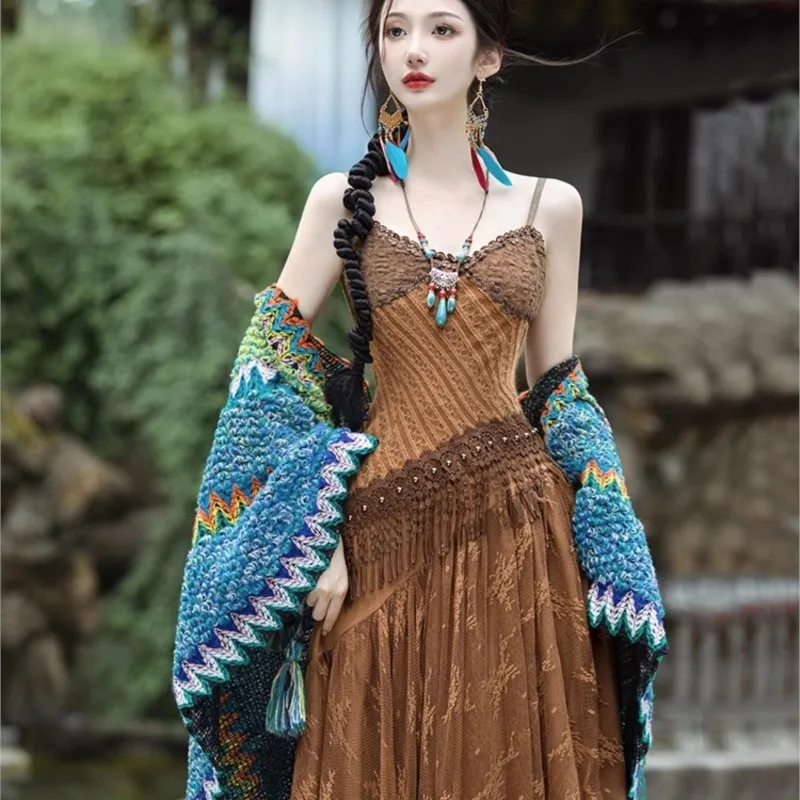 Ethnic Style Exotic Tea Card Travel Photo Dress Seaside Vacation Beach