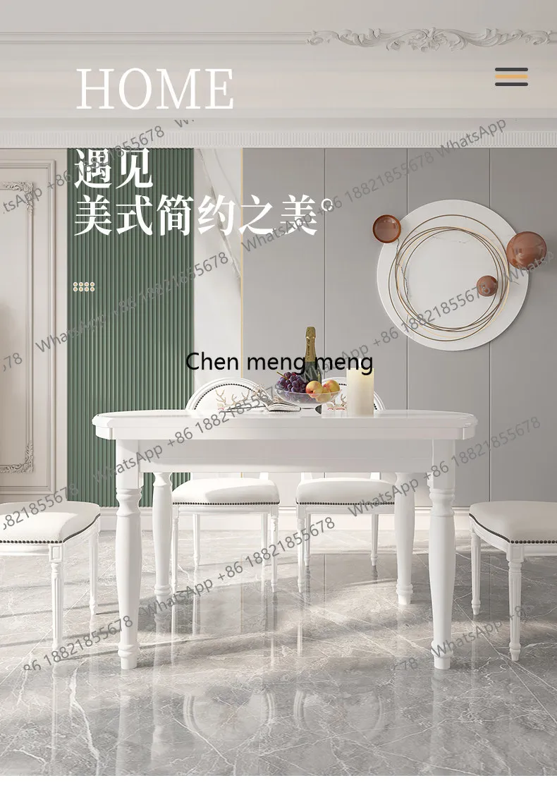 

solid wood dining table and chair combination telescopic folding household small apartment dining table variable round table