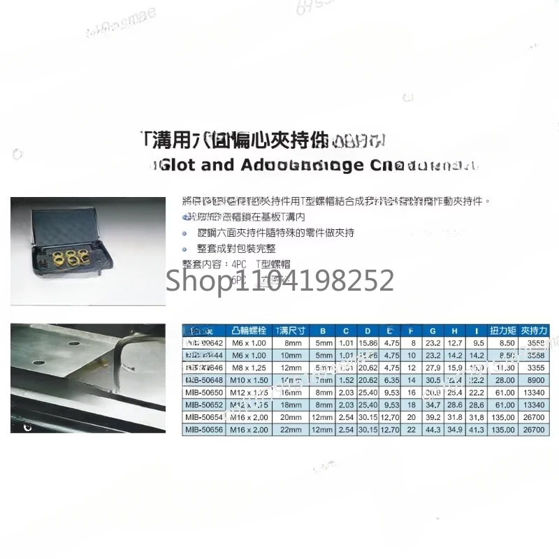 MITEE-BITE Pezzo di bloccaggio eccentrico a 6 lati per vala (set completo) MIB-50642