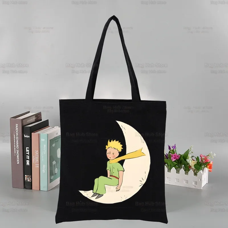 Little Prince Earth Space Y2K Art Harajuku Kawaii Canvas Shoulder Bag Canvas Eco Shopping Bag Canvas Tote Bag HandBag Daily Use