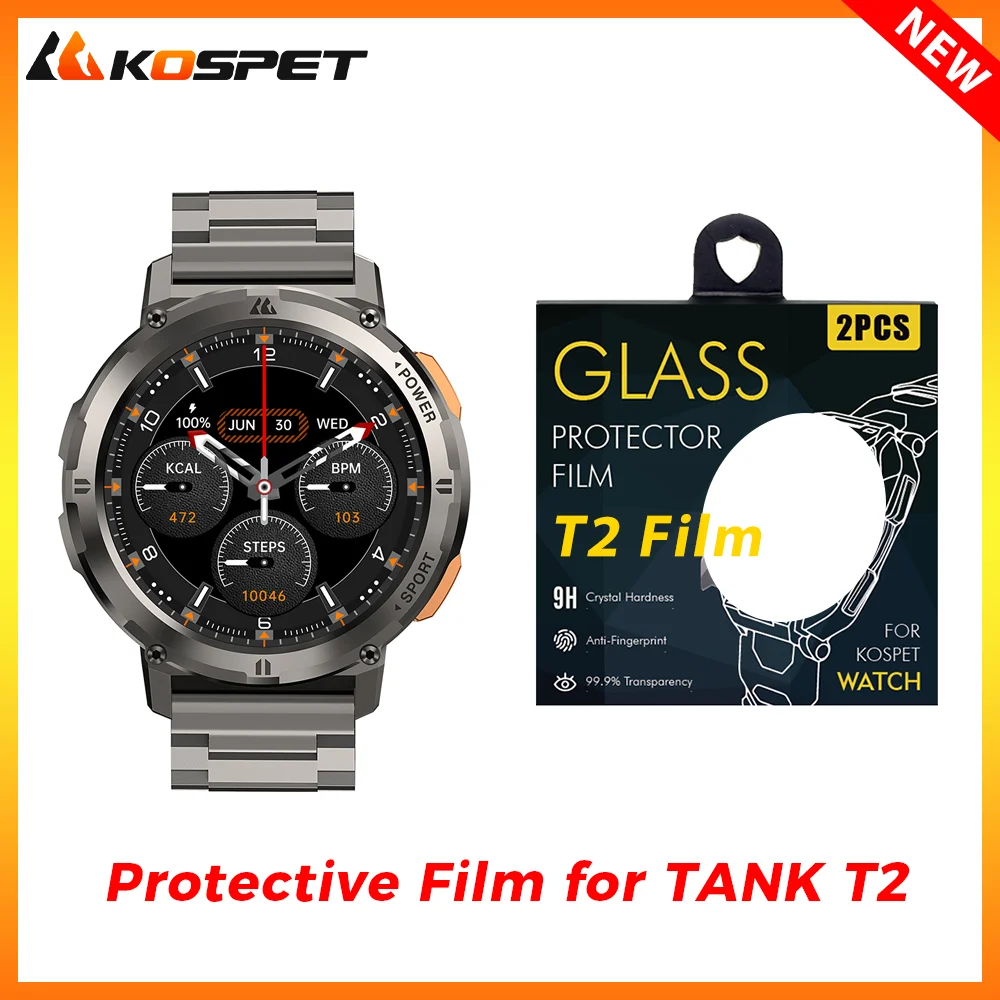 Origianl KOSPET TANK T2 Smartwatch Glass Protective Film Watch Accessories for Military Smart Watch Screen Protector 1 Set