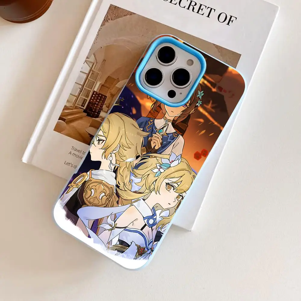 

Game GI Direidyth Phone Case for iPhone 17 16 15 14 13 12 11 Air Pro Max Plus Jelly Double layer Light Blue Cover