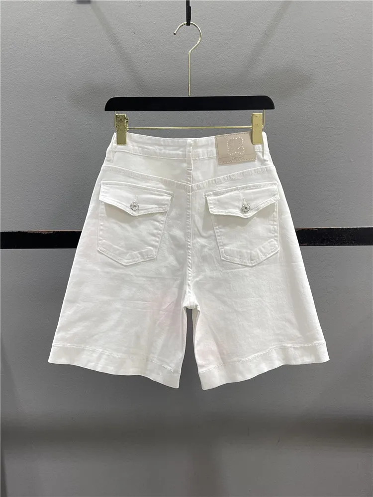 

White Casual High Waist Wide Leg Jeans Women's 5-Pocket Straight Cut Summer New Arrival Loose Fit Casual Denim Pants