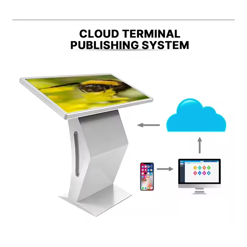 شاشة LCD تعمل باللمس 55 بوصة كشك لافتات رقمية تفاعلية أفقية شاشة ذكية تعمل باللمس إعلان فيديو متعدد الوسائط