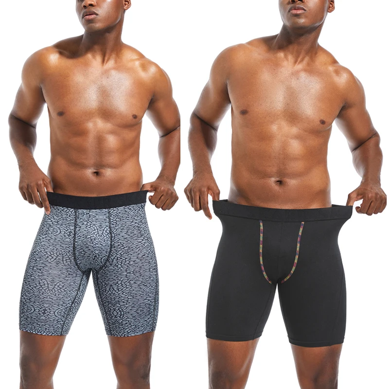 4pcs long Men\'s underpants Sports Leggings Boxer shorts mens polyester underwear man Quick-drying boxer for men Bottom Shorts