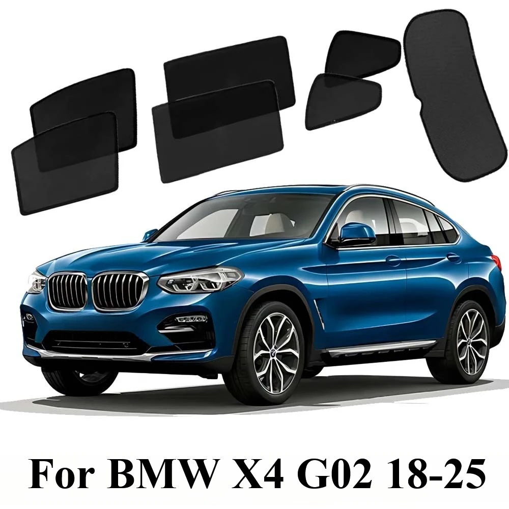 Black Sun Shades For BMW X4 G02 18-25 Front Rear Port Back Windows Sun Blind