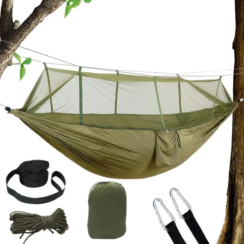 

Camping Hammock with Mosquito Net Automatic Quick-opening Anti-rollover Nylon Hammock Chair 260x140cm Outdoor Hanging Bed Net