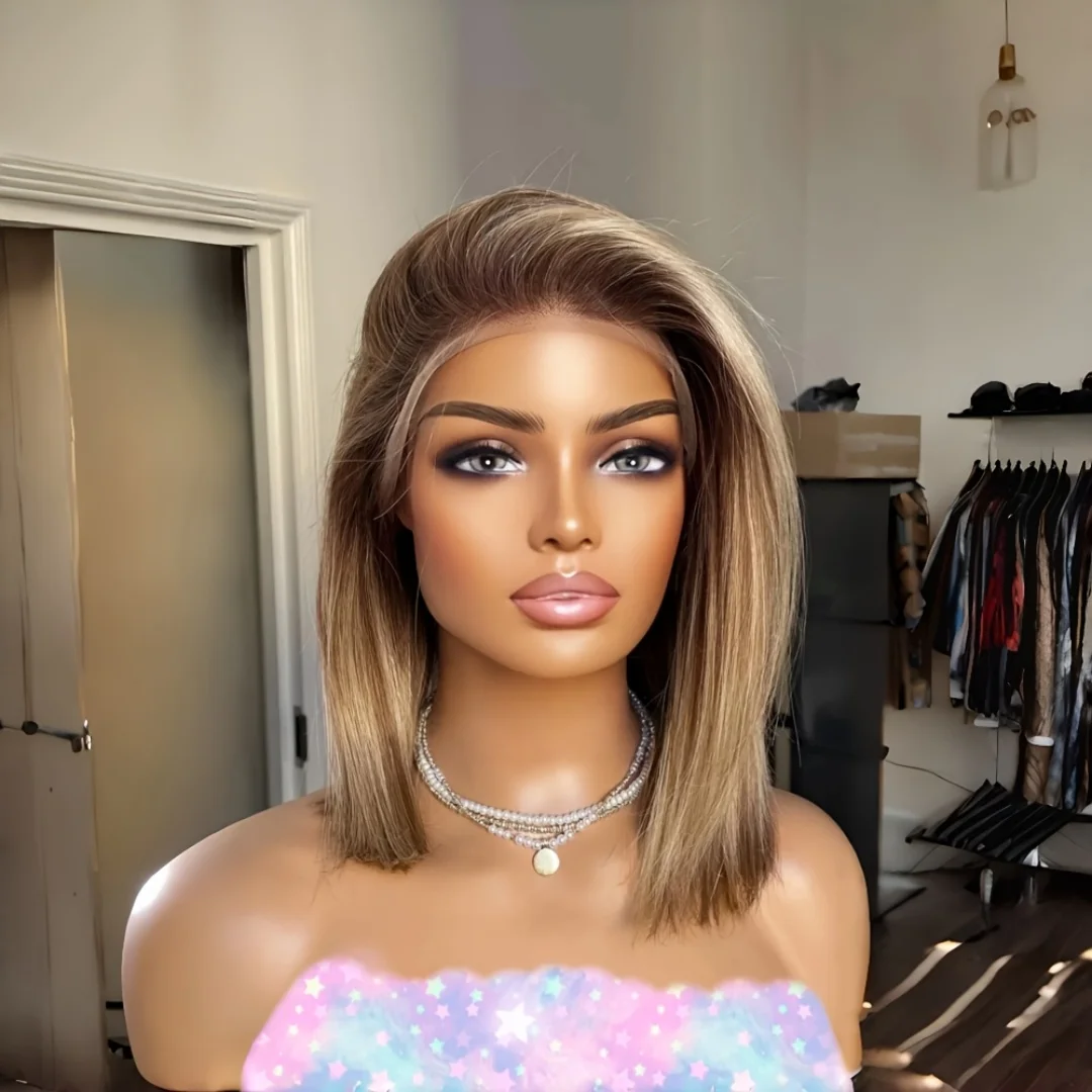 Straight 24Inch Natural HD Lace Wig for Women Ombre Blond Pre-Plucked Transparent Lace Frontal Versatile Hair Wig