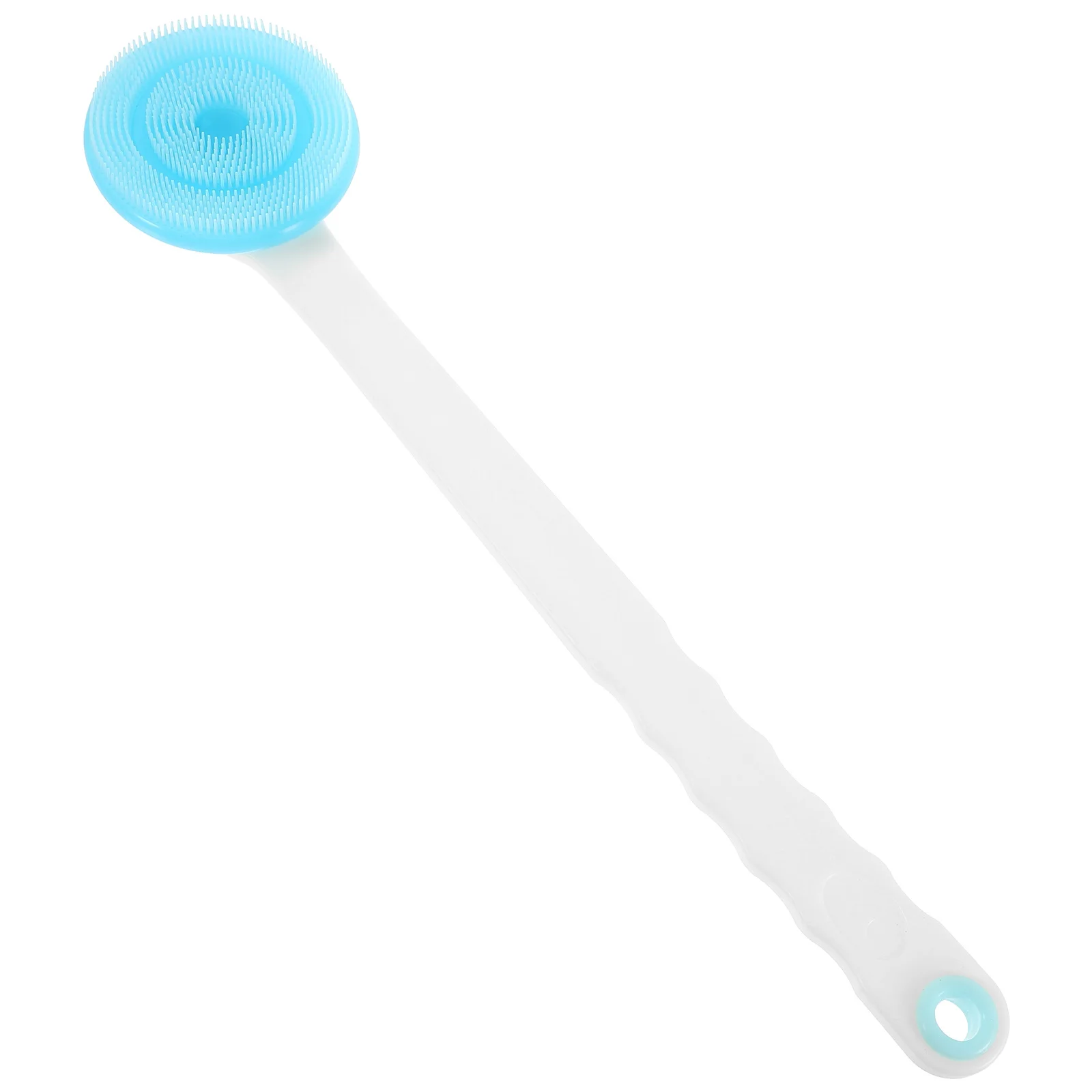 

360 Degree Rotary Head Silicone Bath Brush Long Handle Back Shower Brush Deep Clean Scrubber for Healthy Radiant Skin Sky Blue