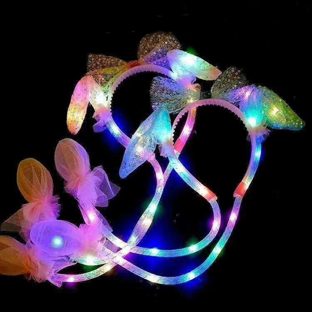 Cute Headbands with Earflaps Rabbit Women Girls LED Moving Shine Bunny Ears Hairband Movable Ears Toy Children Hip Hop Toy Caps