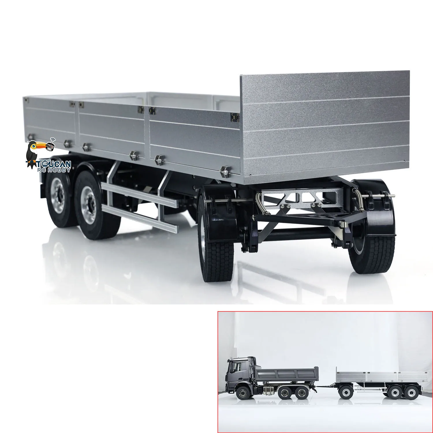 Degree 1/14 Metal 3 Axles Full RC Trailer Model for Remote Control Hydraulic Dump Truck Construction Vehicle Toys TH23441