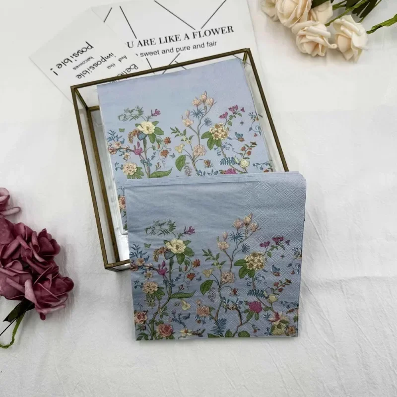 20pcs/Pac 33cm Printed Napkins Premium Colourful Floral Paper Napkins Birthday Party Placemat Paper Butterfly Bone Bart Paper