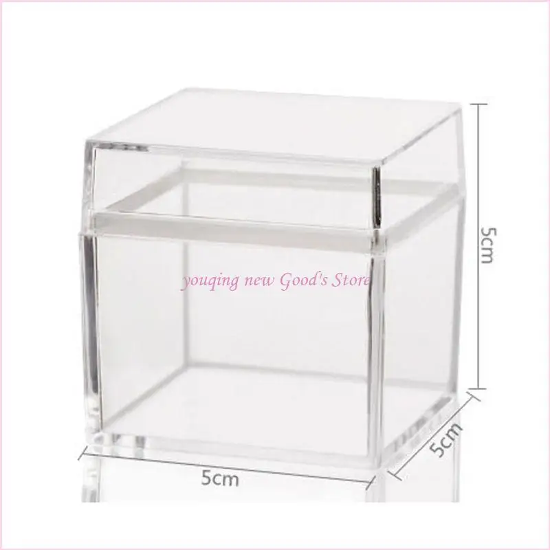 57QA Clear Acrylic 5 Sided Jewelry Display Storage Box for Case Square Cube Props Box