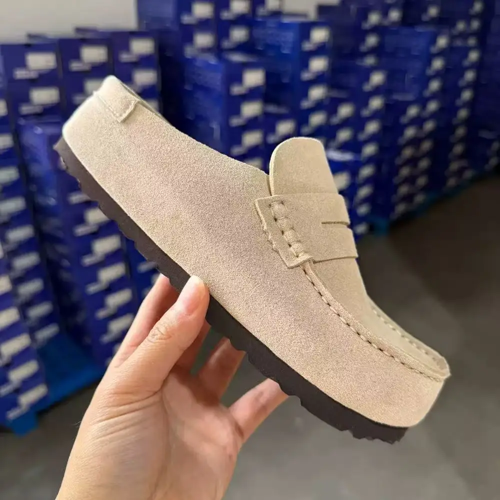 2027 Fashion Half Flat Slippers Women Woafers Suede Leather Lace Up Casual Shoes Slides Holiday Beach Slippers